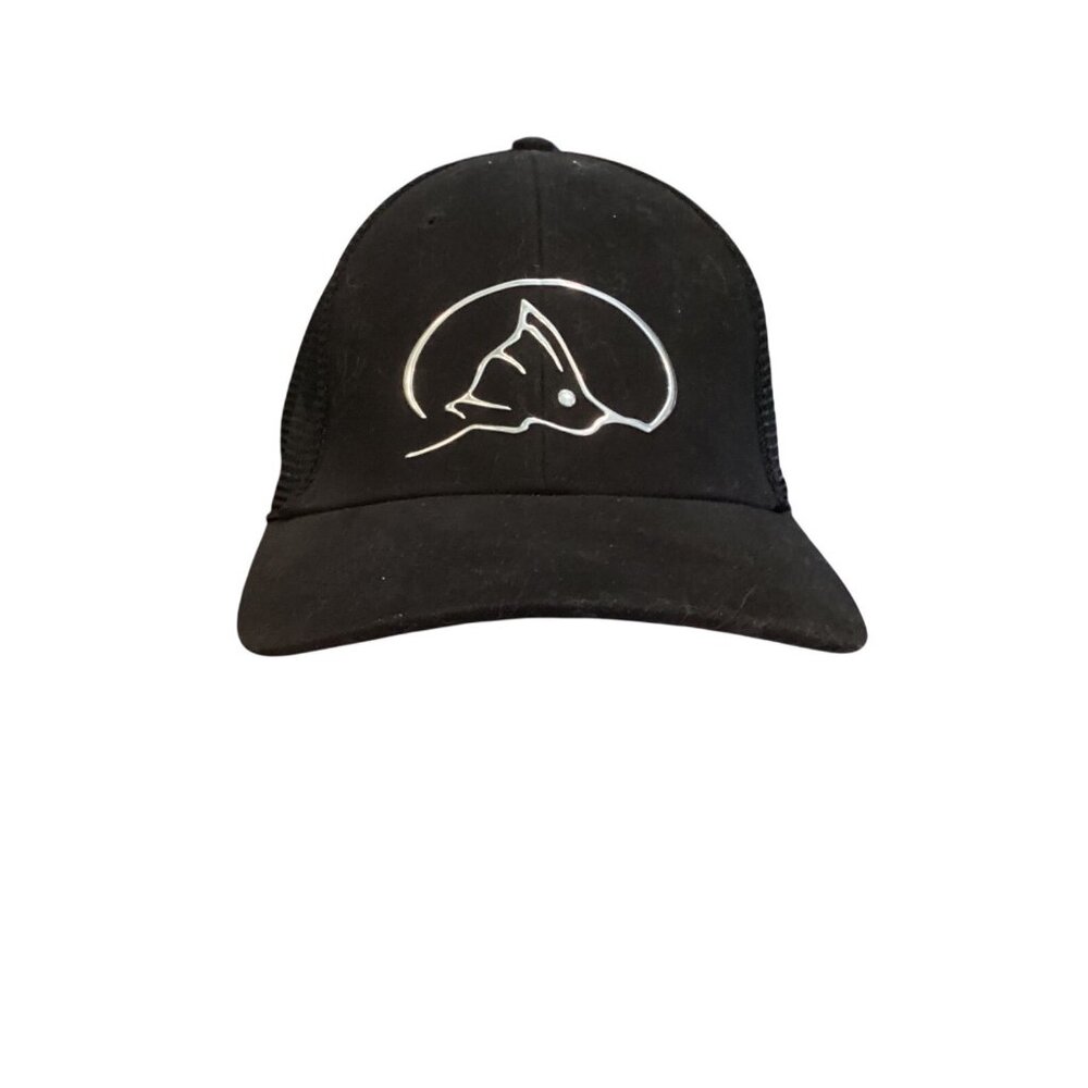 Ball Cap Blazer Black Mesh Back Hat With Fish Logo OSFM Cotton & Polyester